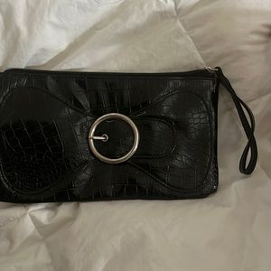 Faux leather wristlet